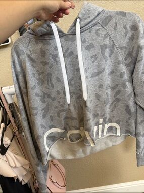 Calvin Klein Light Gray Camo Cropped Hoodie